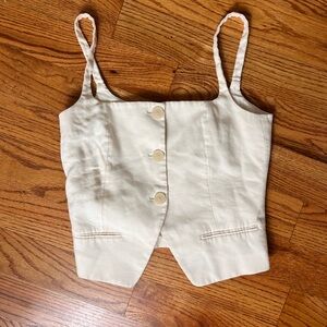 Mango Off-White Button-Up Top